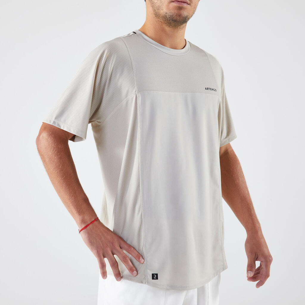 Majica kratkih rukava za tenis Dry Gaël Monfils muška bež