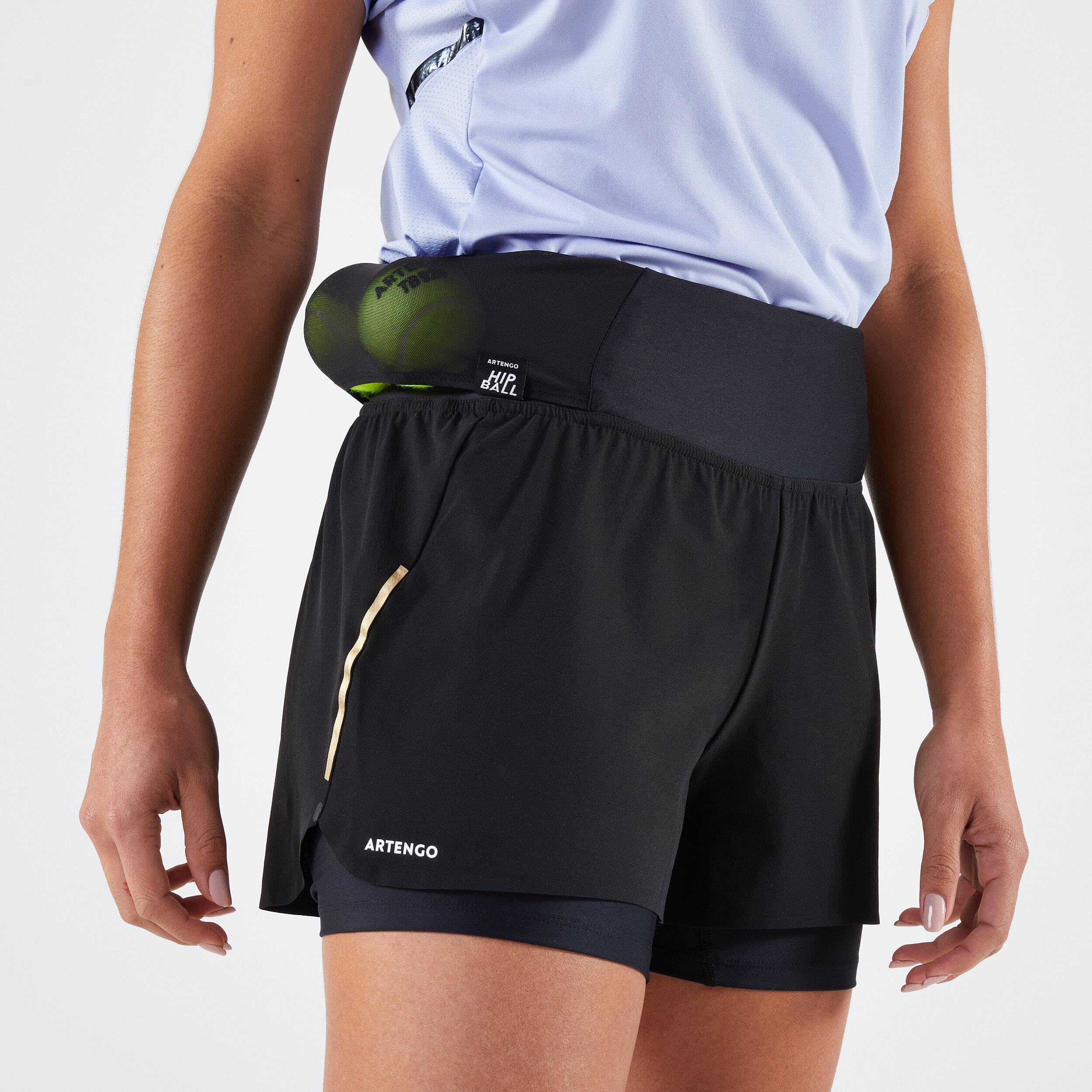 ARTENGO Women's Tennis Dry Hip Ball Shorts - Black