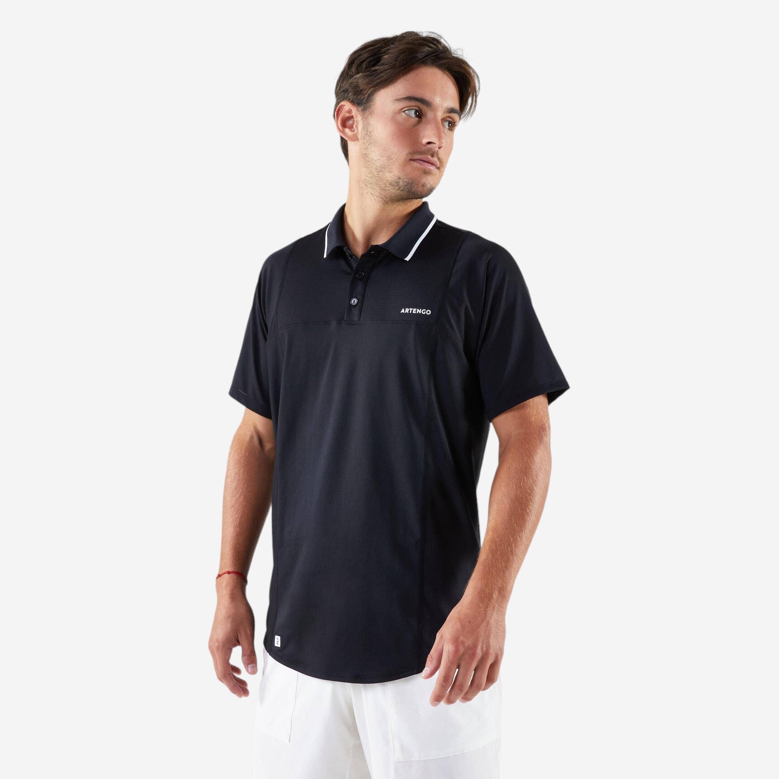 Men's Short-Sleeved Tennis Polo Shirt Dry - Black