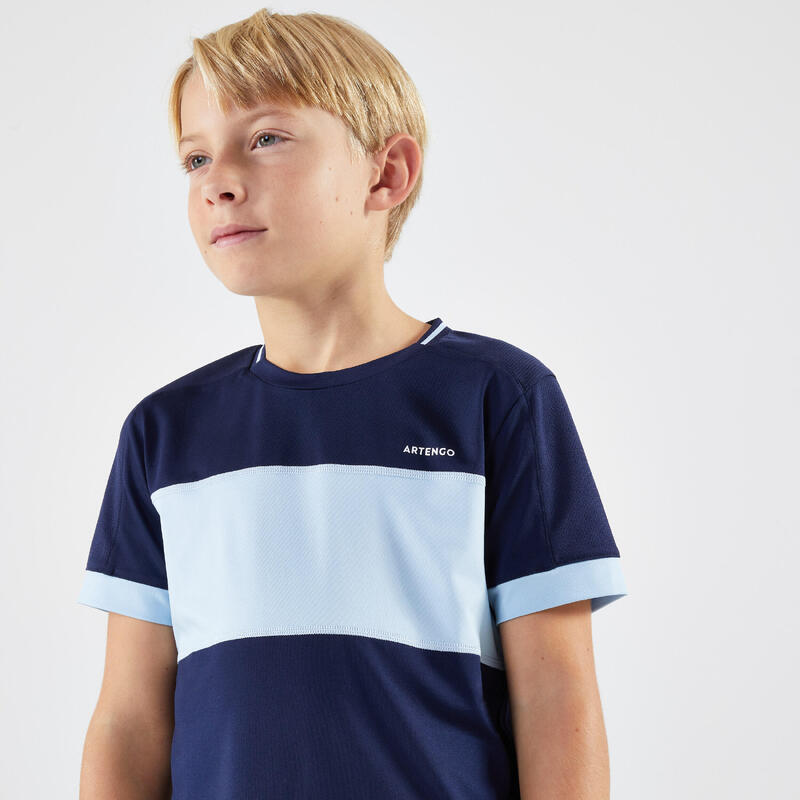 Tennisshirt voor kinderen TTS Dry donkerblauw