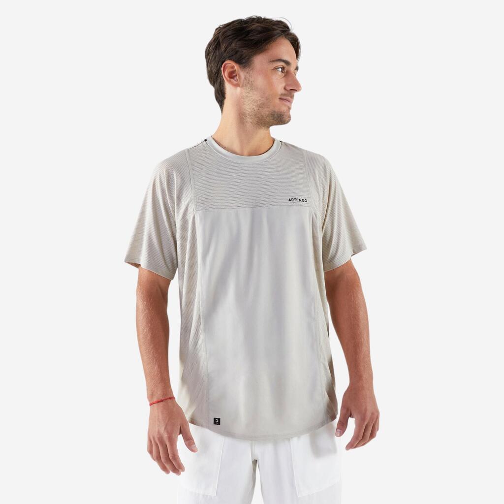 Men's Short-Sleeved Tennis T-Shirt Dry Gaël Monfils - Beige