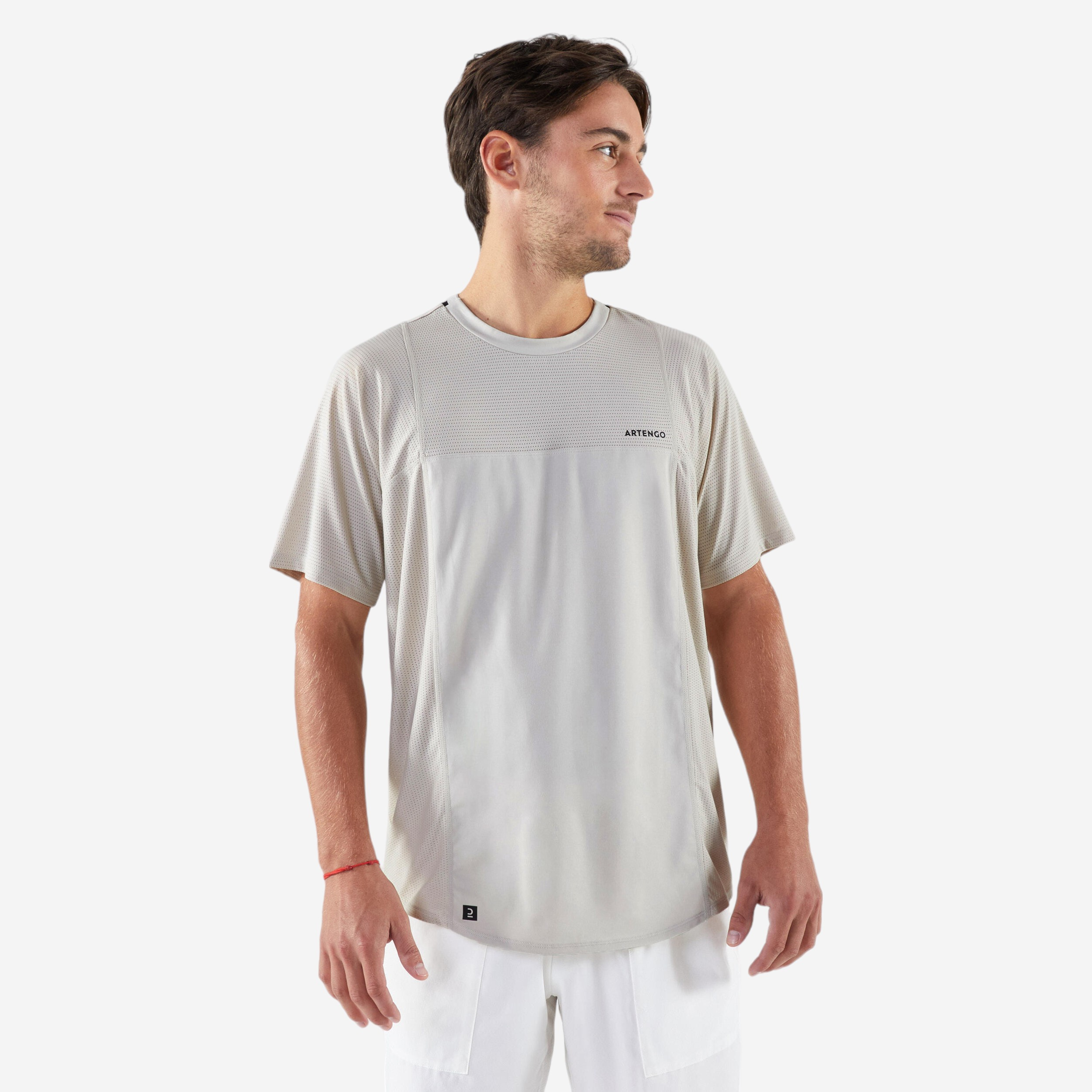 T-shirt tennis manches courtes homme - Artengo DRY beige Gaël Monfils