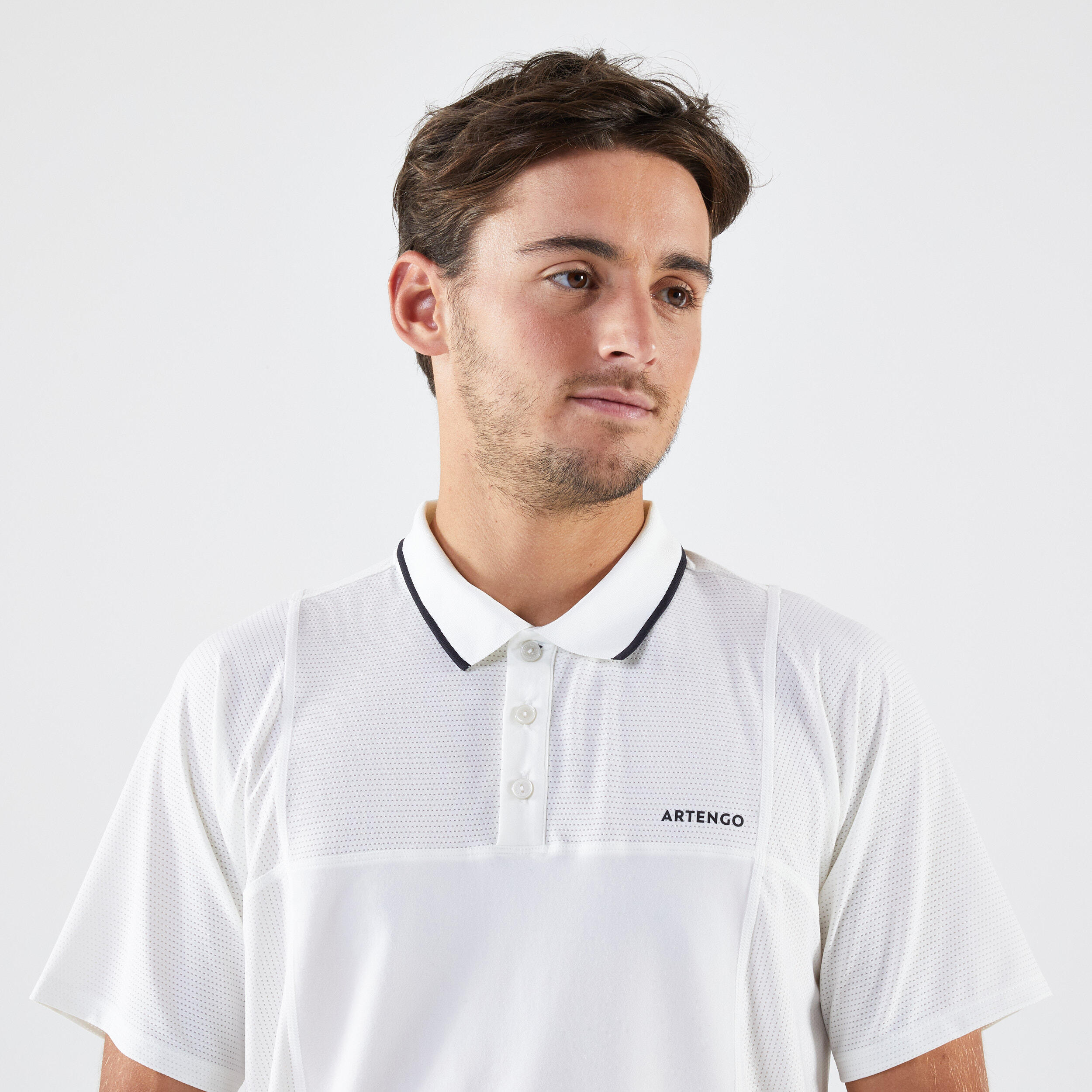 Men's Short-Sleeved Tennis Polo Shirt Dry - White 3/6