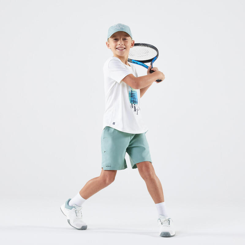 Tennisshirt voor kinderen TTS Essential gebroken wit Tennis is in the Air