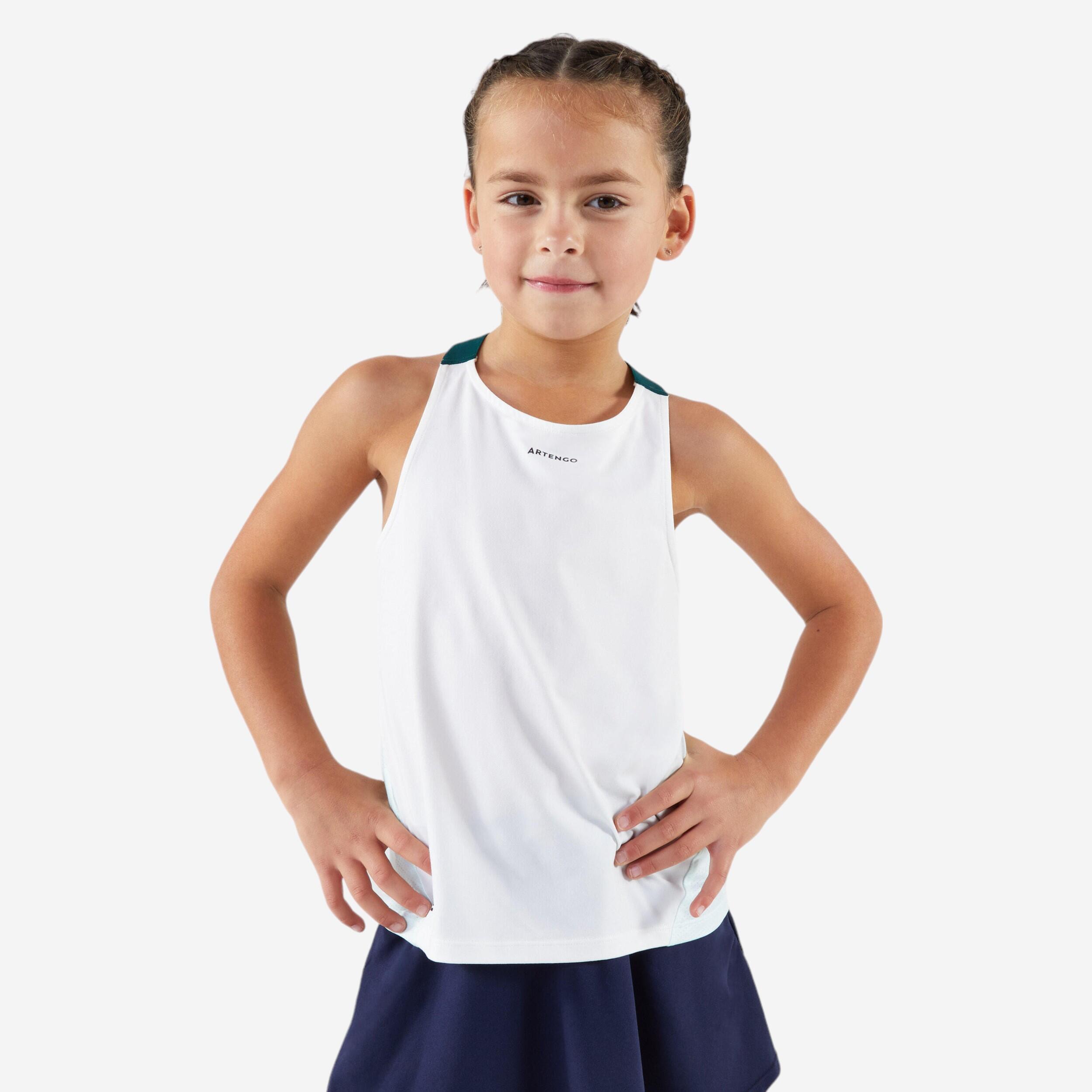 ARTENGO Girls' Tennis Tank Top TTK Dry - Jade