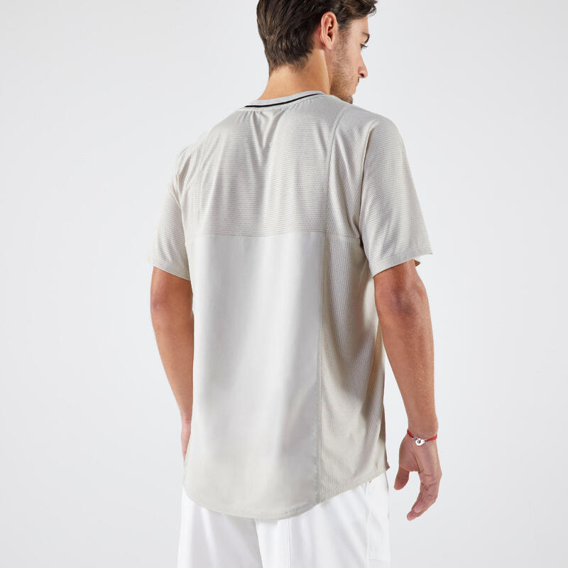 T-shirt tennis manches courtes homme - Artengo DRY beige Gaël Monfils