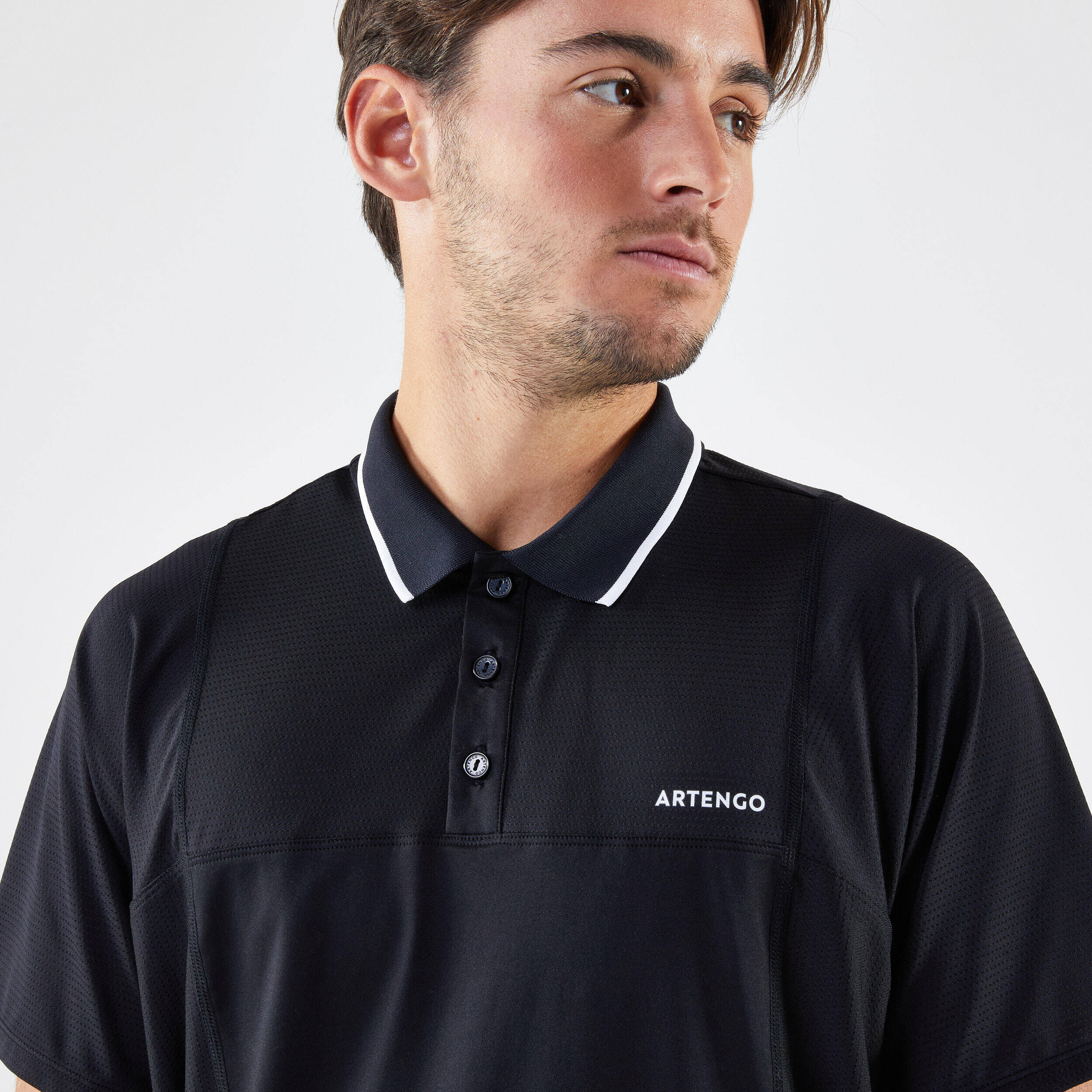 Men's Short-Sleeved Tennis Polo Shirt Dry - Black -  4