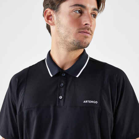 Men's Short-Sleeved Tennis Polo Shirt Dry - Black