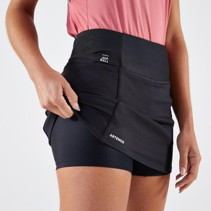 Damen Tennisrock - TSkirt Dry Hip Ball schwarz