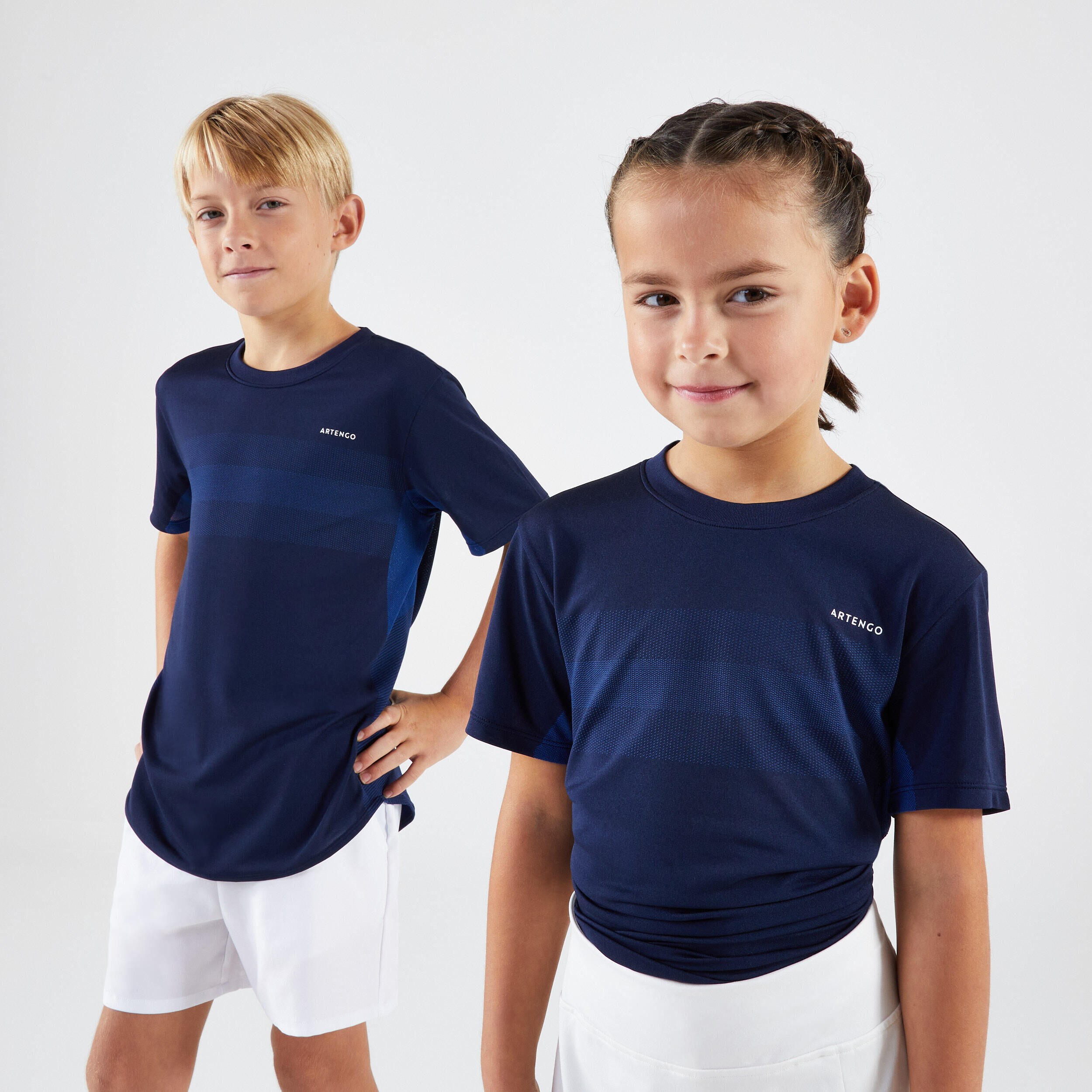 ARTENGO Kids' Tennis T-Shirt Light - Dark Blue