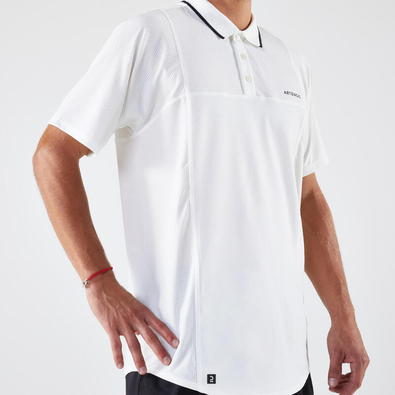 Polo de ténis manga curta Homem - Artengo DRY Branco