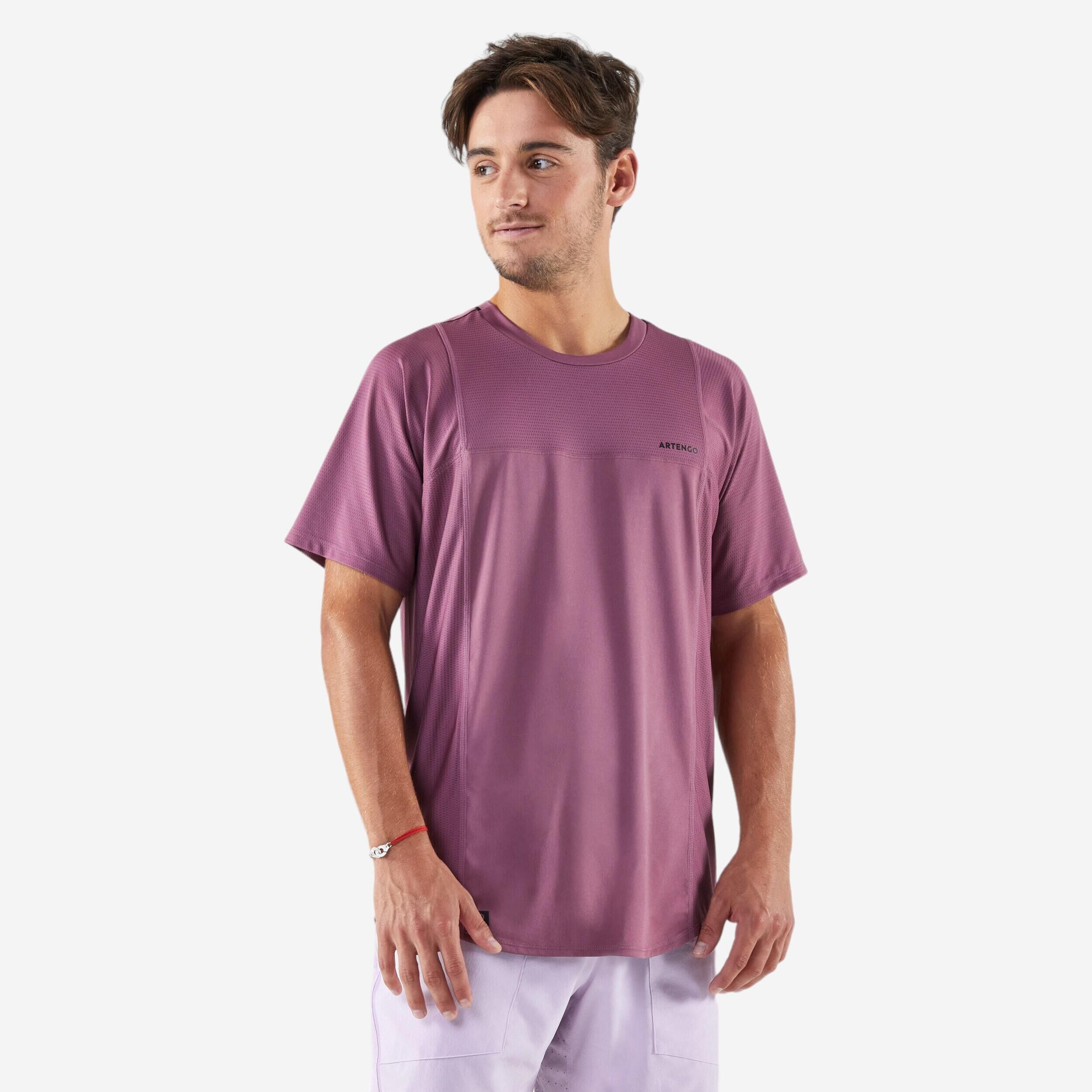 ARTENGO Men's Short-Sleeved Tennis T-Shirt Dry Gaël Monfils - Purple