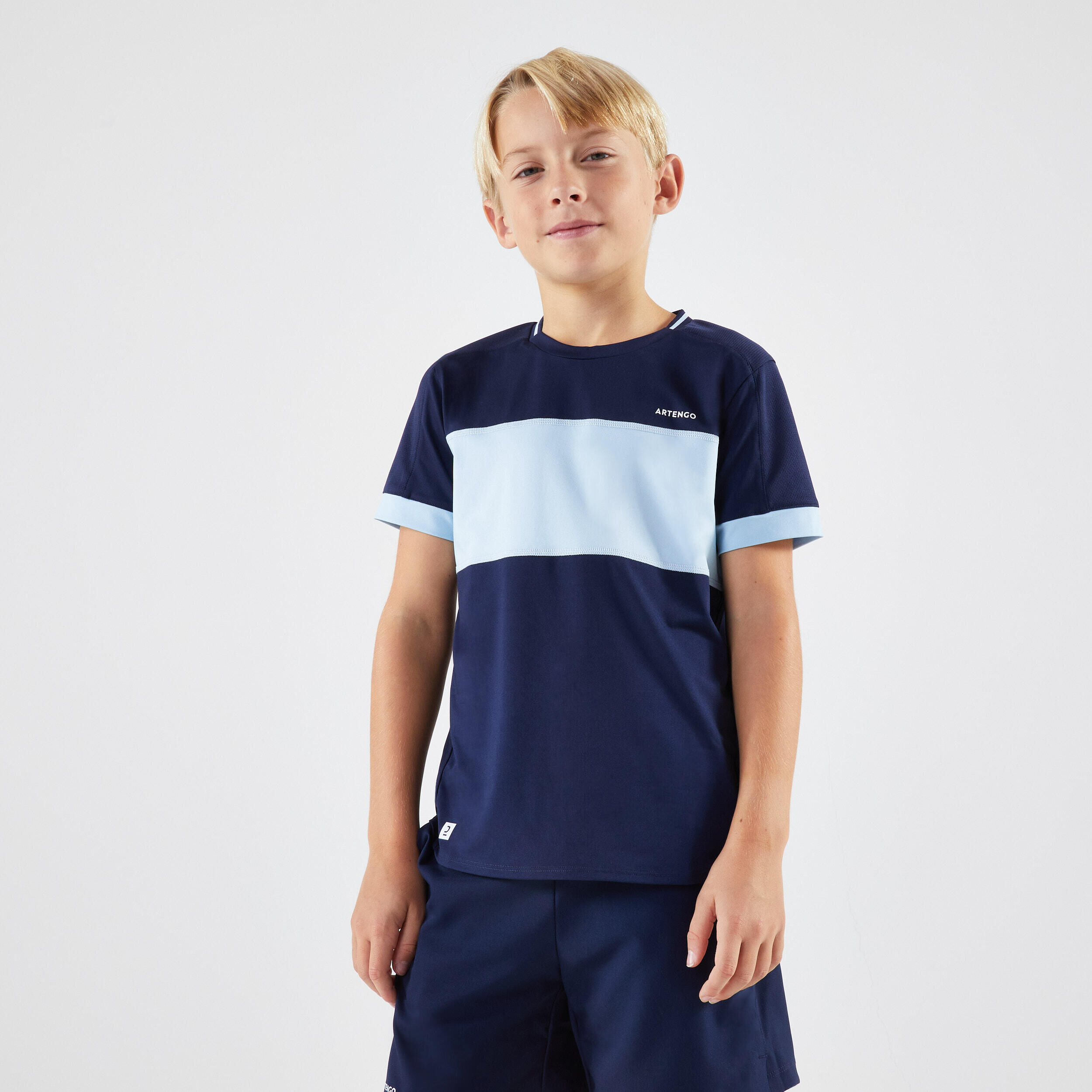 ARTENGO Kids' Tennis T-Shirt TTS Dry - Dark Blue