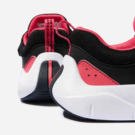 Kids' Lightweight Rip-Tab and Elasticated Laces Shoes Playful Fast - Black/Pink