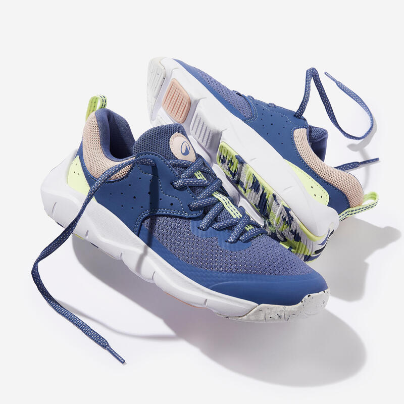 Sneakers met veters voor gym PLAYFUL FAST komeetblauw