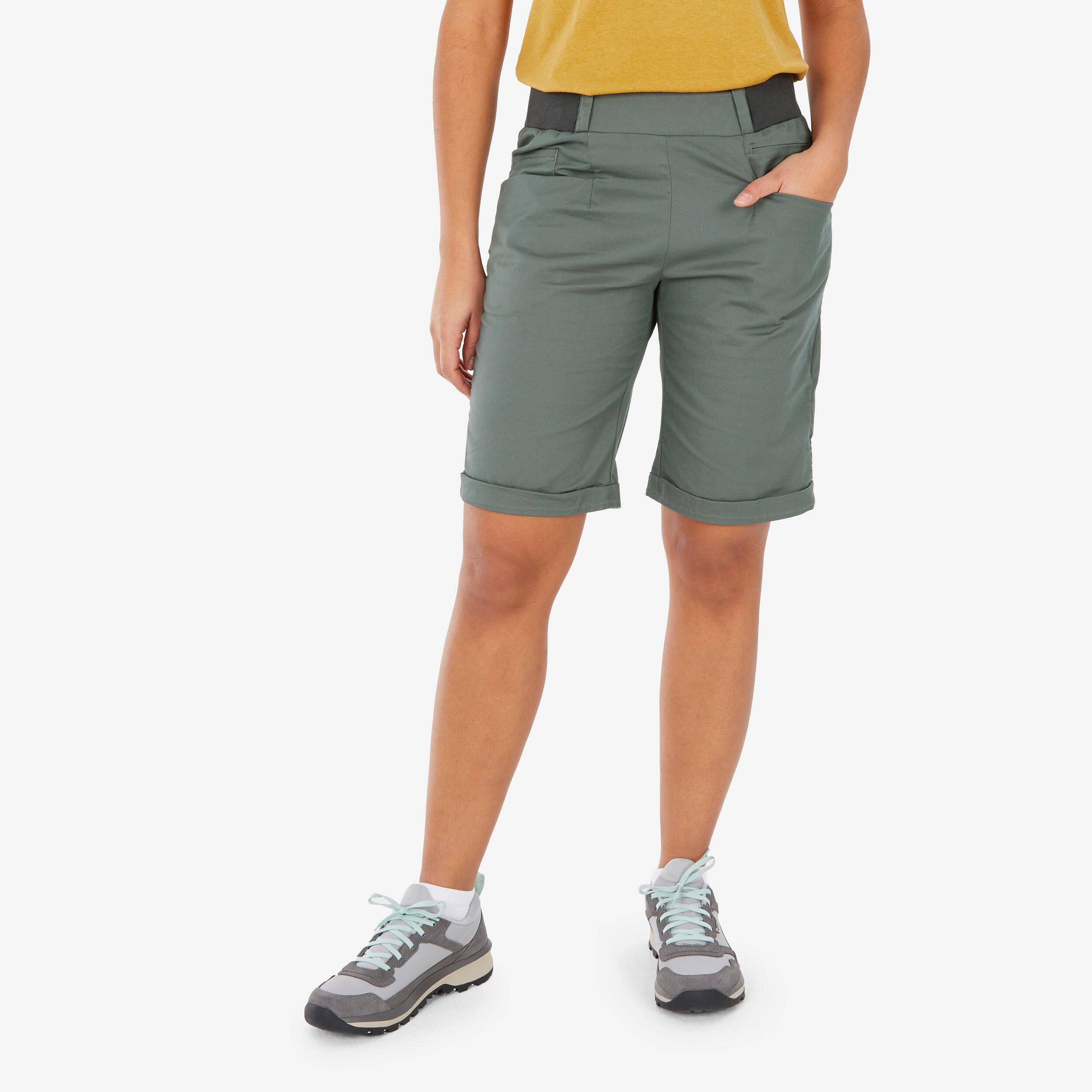 W Bermuda Shorts NH500 Khaki QUECHUA Decathlon