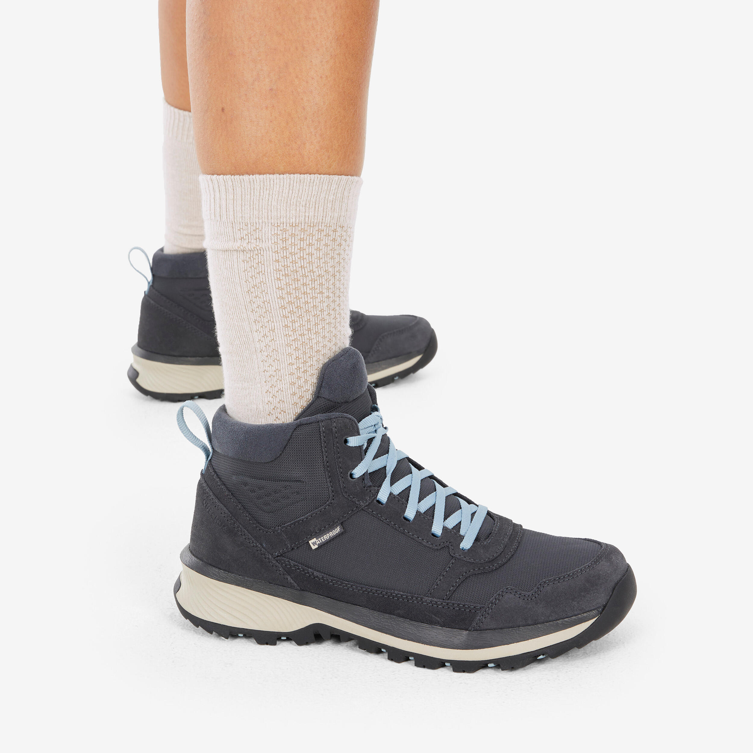 Hike 100 High Socks  - Beige Burgundy-Lyocell& Linen-Pack of 2 pairs 2/11