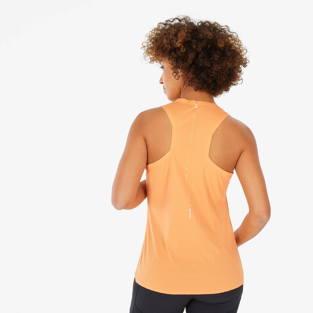 Camiseta esqueleto de senderismo para Mujer Quechua MH500 naranja