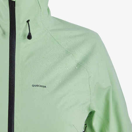 Women's Waterproof Mountain Walking Jacket - MH500 - Green Sorbet