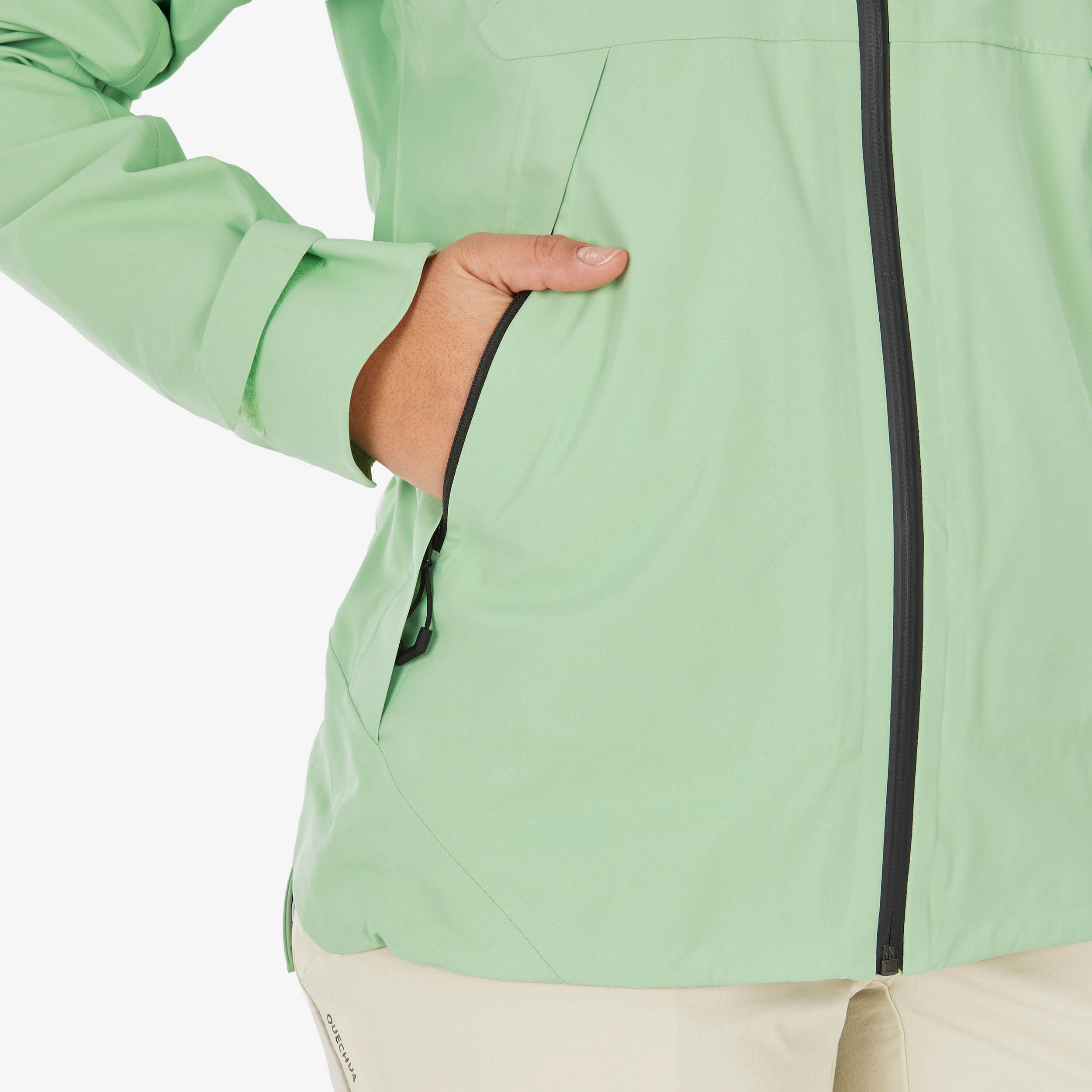 Women's Waterproof Mountain Walking Jacket - MH500 - Green Sorbet 10/13