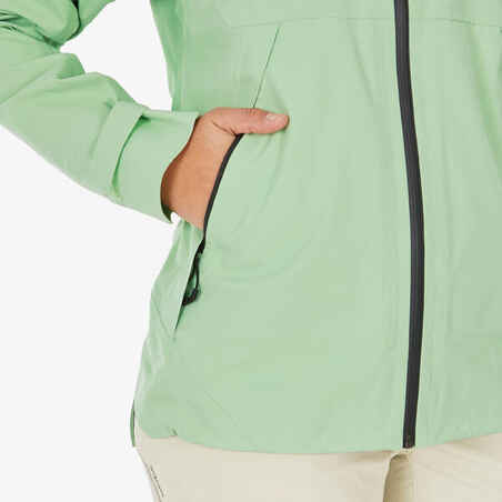 Women's Waterproof Mountain Walking Jacket - MH500 - Green Sorbet