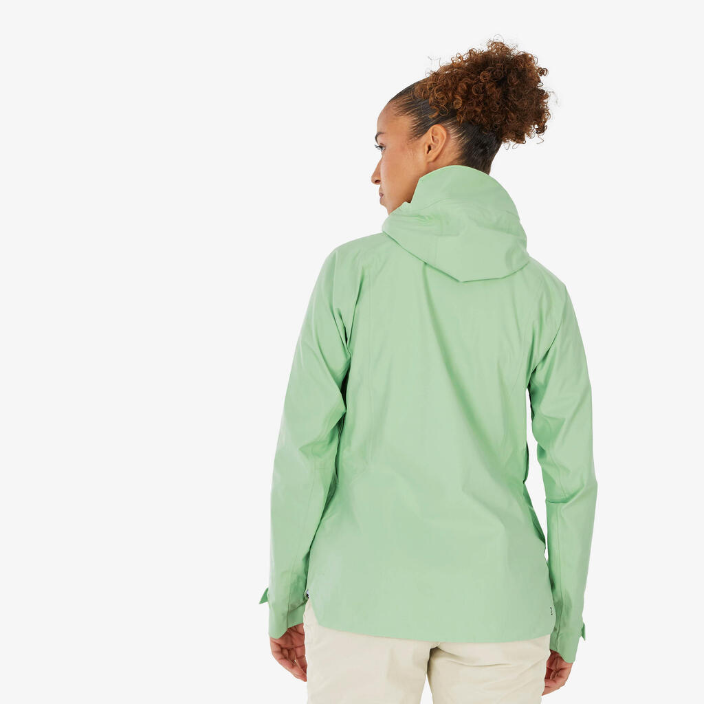 Women's Waterproof Mountain Walking Jacket - MH500 - Green Sorbet