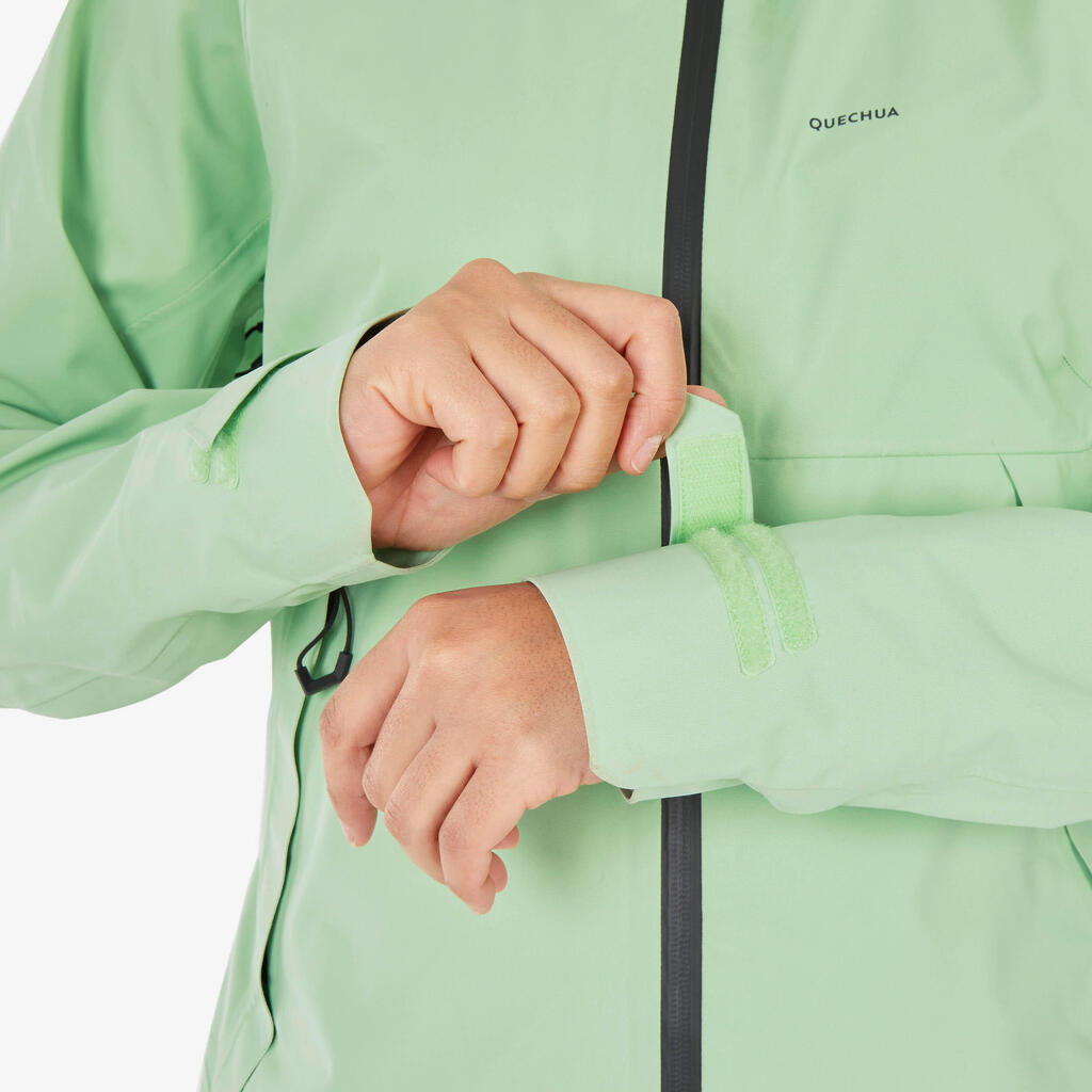 Women's Waterproof Mountain Walking Jacket - MH500 - Green Sorbet