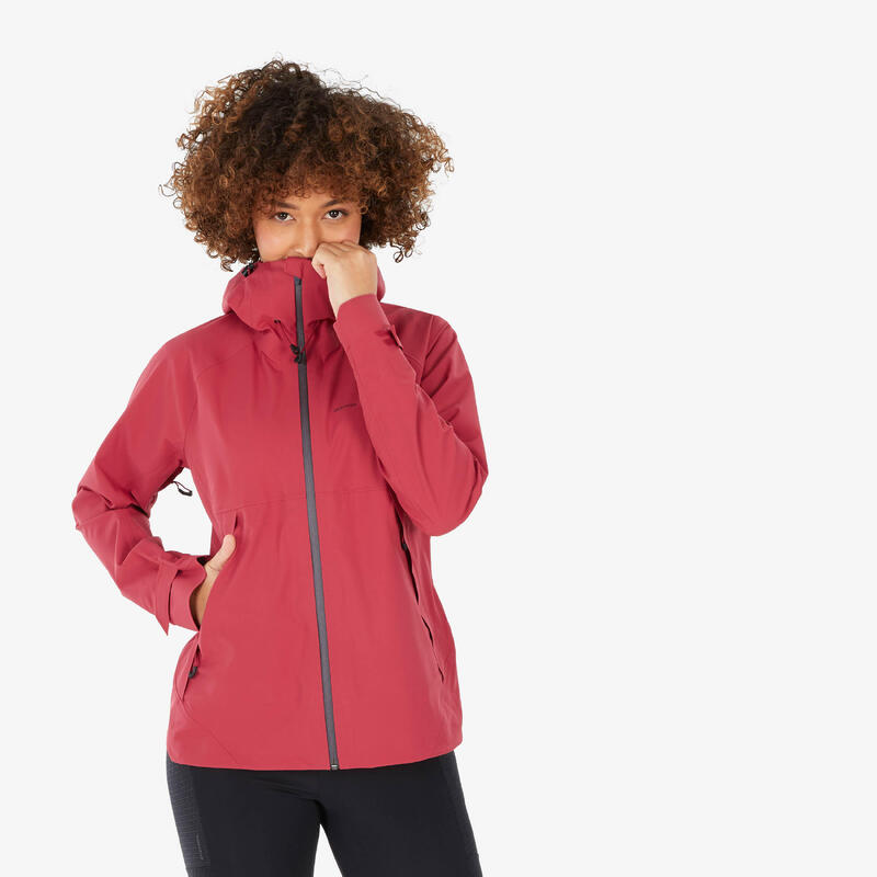 Veste imperméable de randonnée montagne - MH500 - Femme - framboise