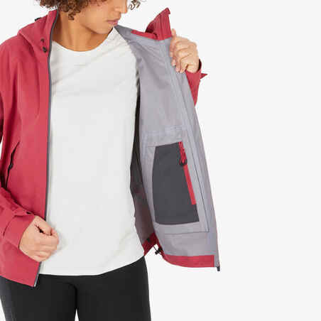 Women’s Waterproof Mountain Walking Jacket - MH500 - Raspberry