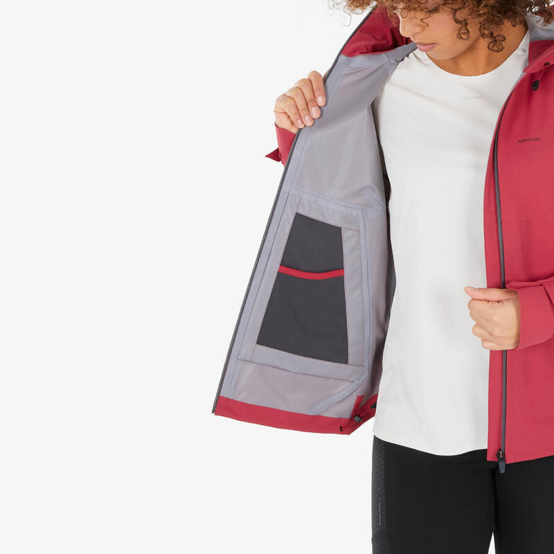 Veste imperméable de randonnée montagne - MH500 - Femme - framboise