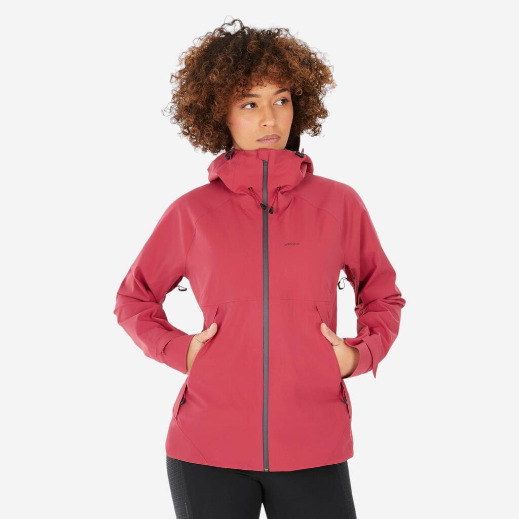 CHAQUETA IMPERMEABLE DE SENDERISMO MONTAÑA MUJER MH500 FRAMBUESA