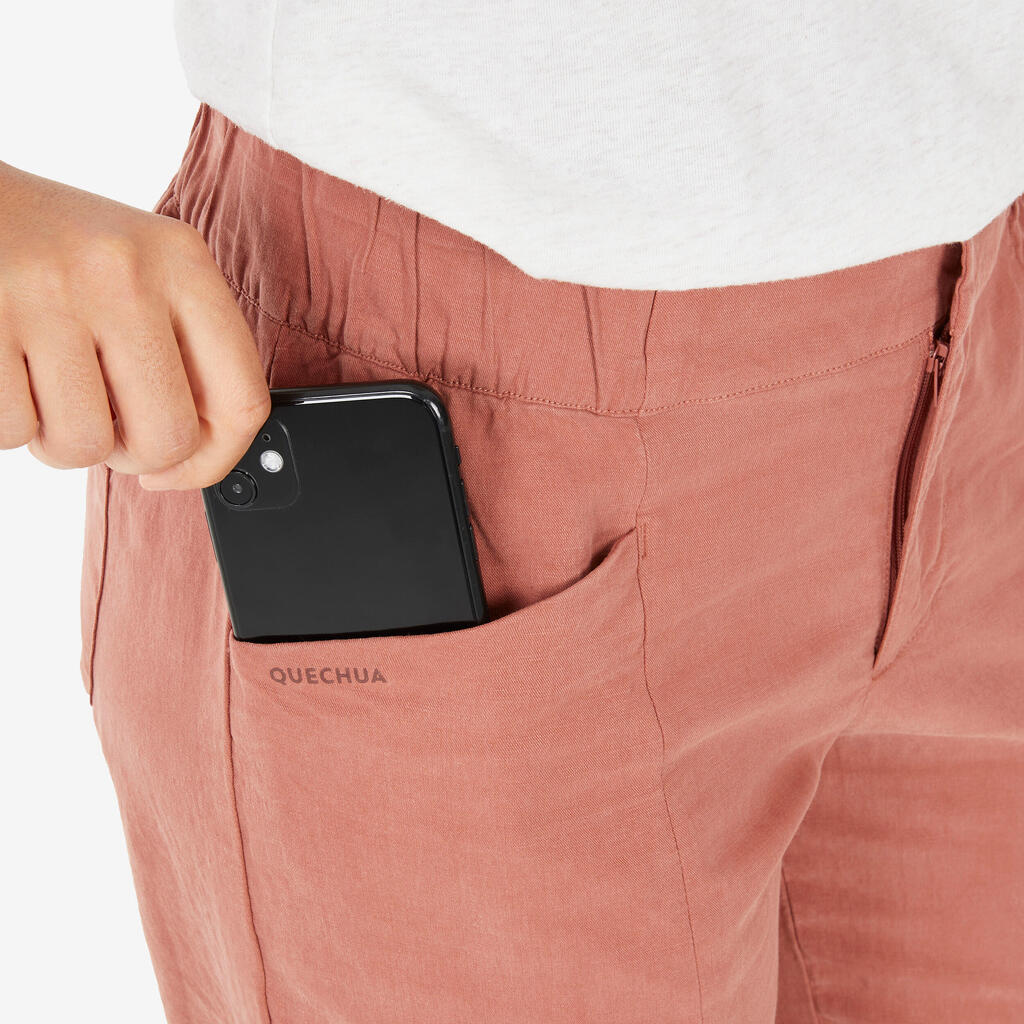 Pantalone za planinarenje NH500 lanene ženske