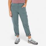 Women Relaxed Fit Linen Pants Grey Khaki - NH500