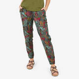 Women Comfort Fit Pant with Wide Waistband Printed Khaki - NH100