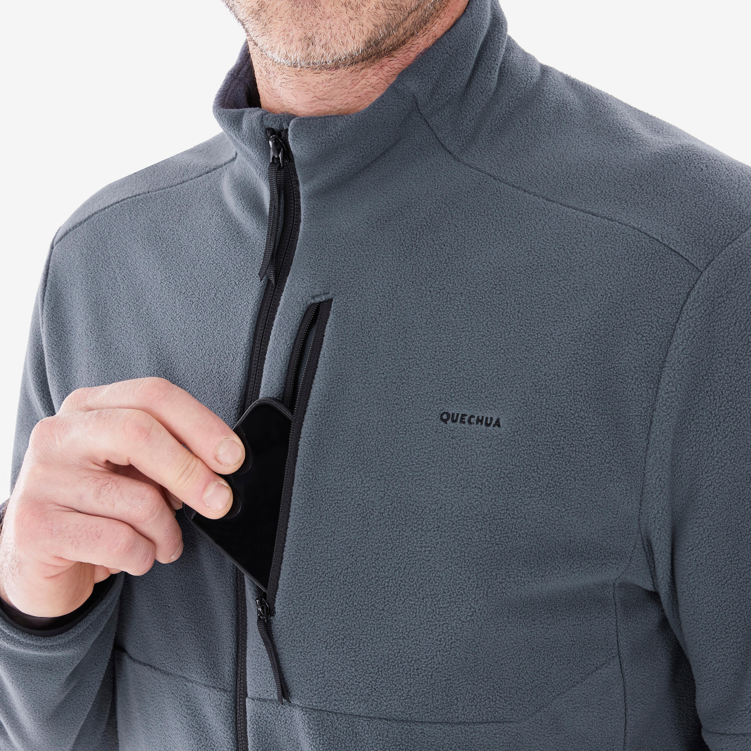 Men's Fleece Jacket MH500 - Grey