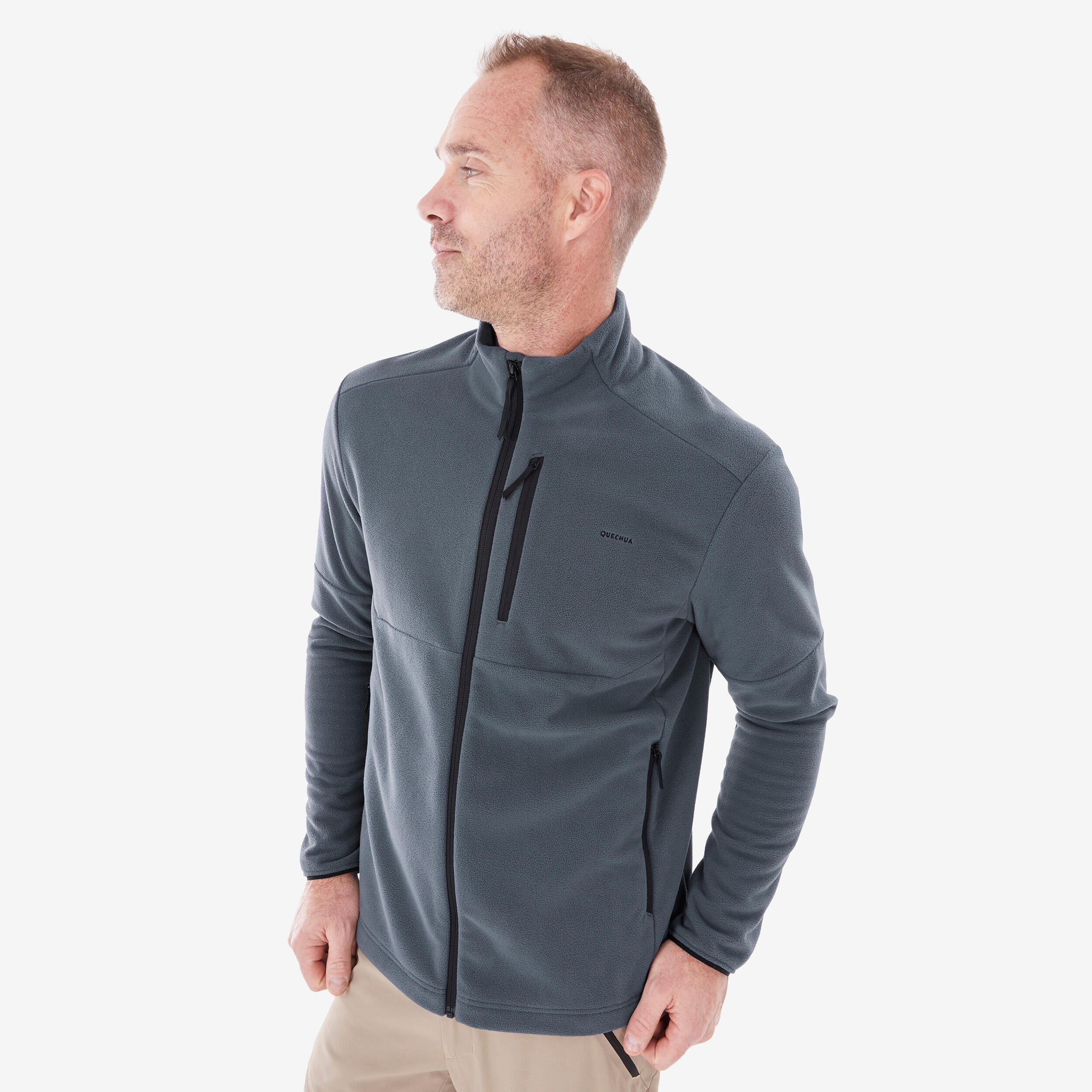 Men’s Zippered Fleece Hiking Jacket – MH 500 - QUECHUA