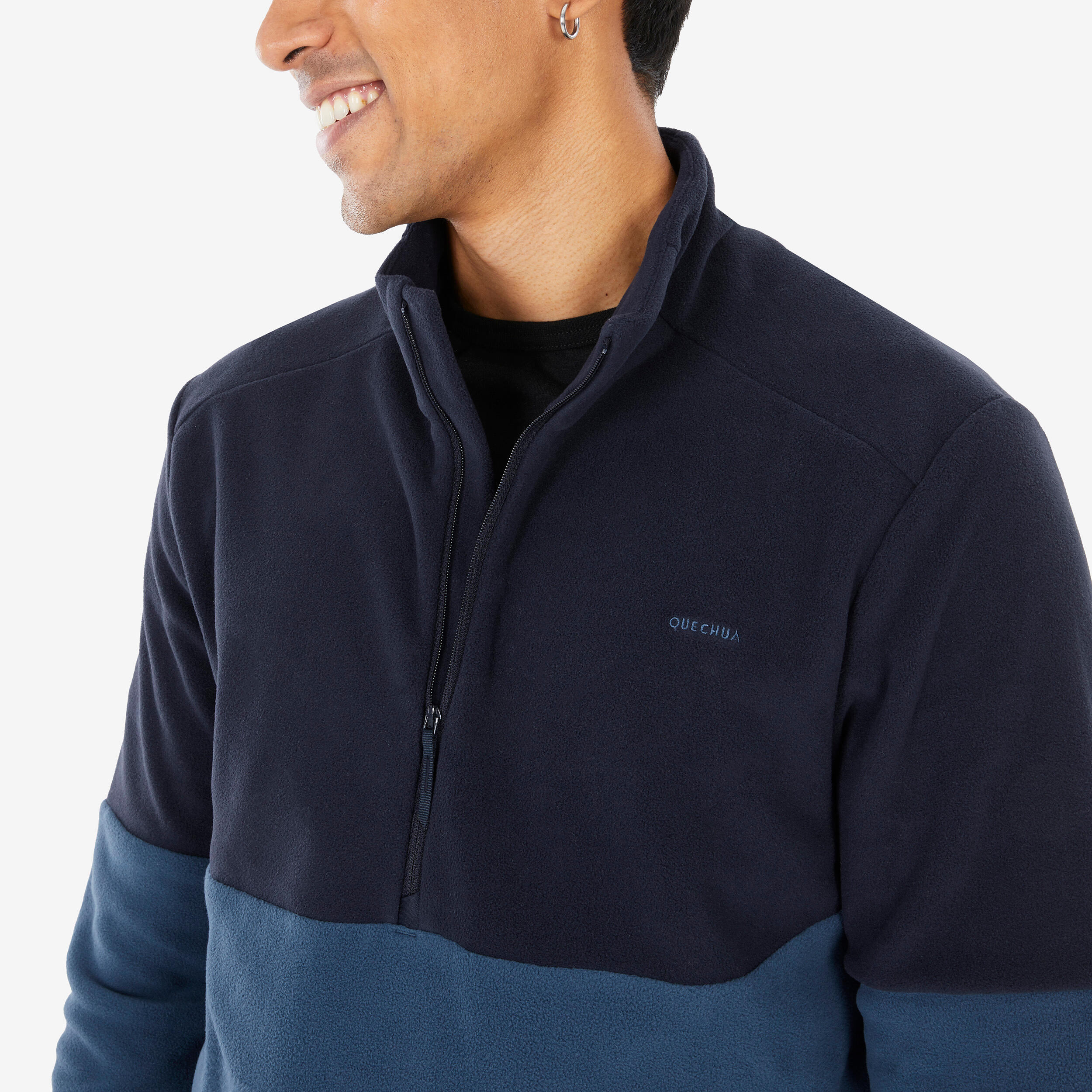 Men’s mountain hiking fleece jacket, MH500 Half Zip - Blue 4/8