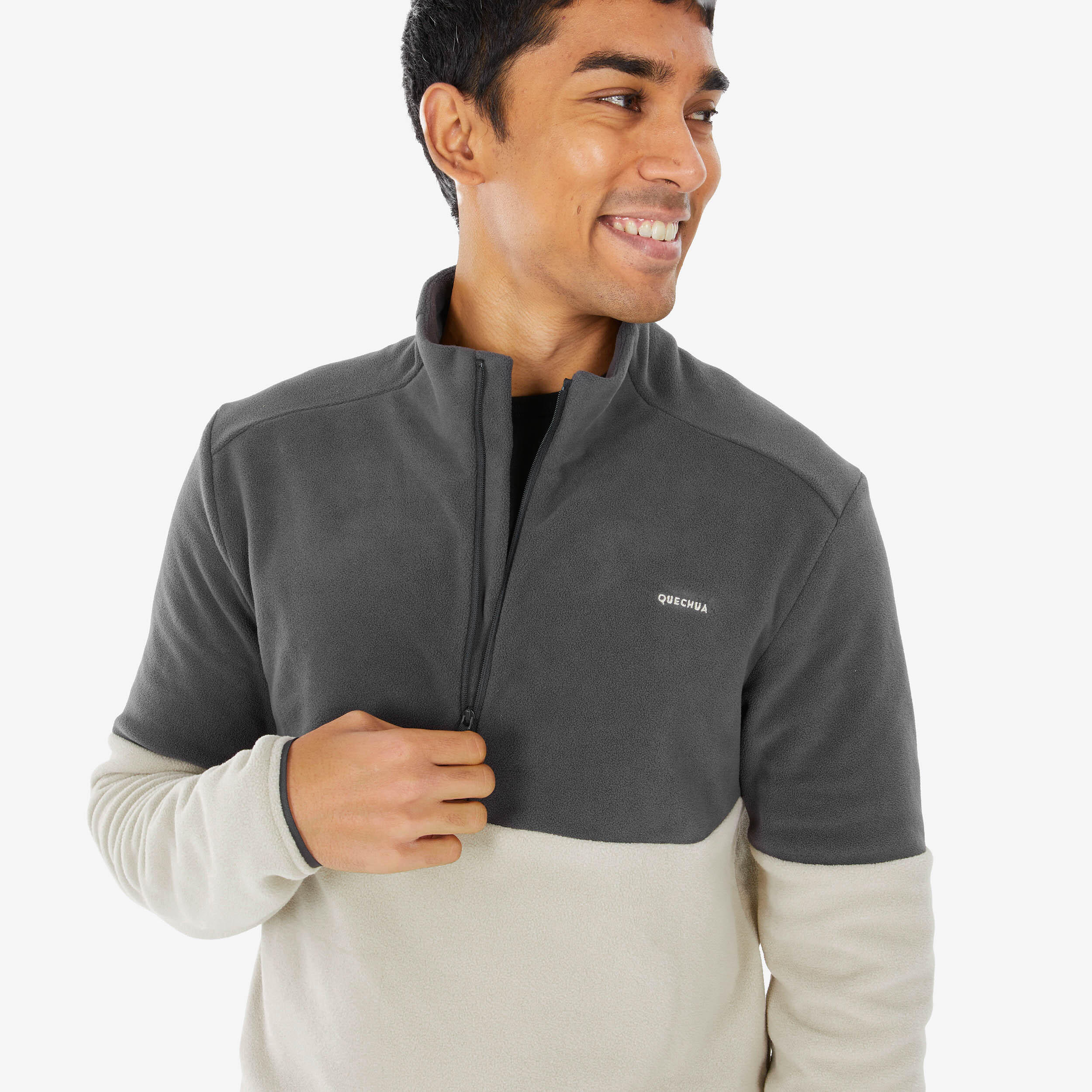 Men’s Half-Zip Fleece Hiking Sweater, MH 500 - QUECHUA