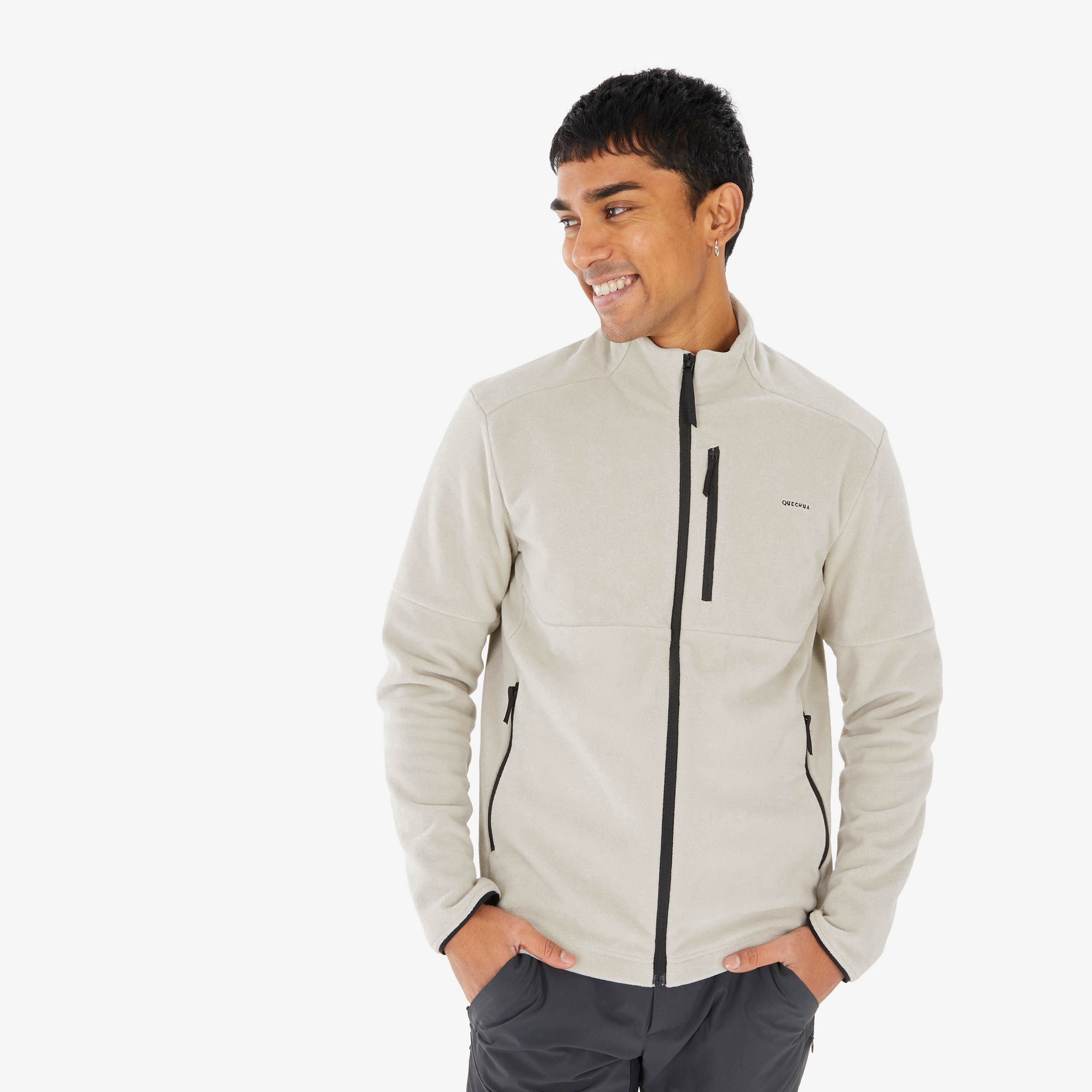 Polaire de randonnée montagne homme, mh500 full zip beige - Randonnée - Trek - Quechua- Clubs - Entreprises - Collectivités - Associations