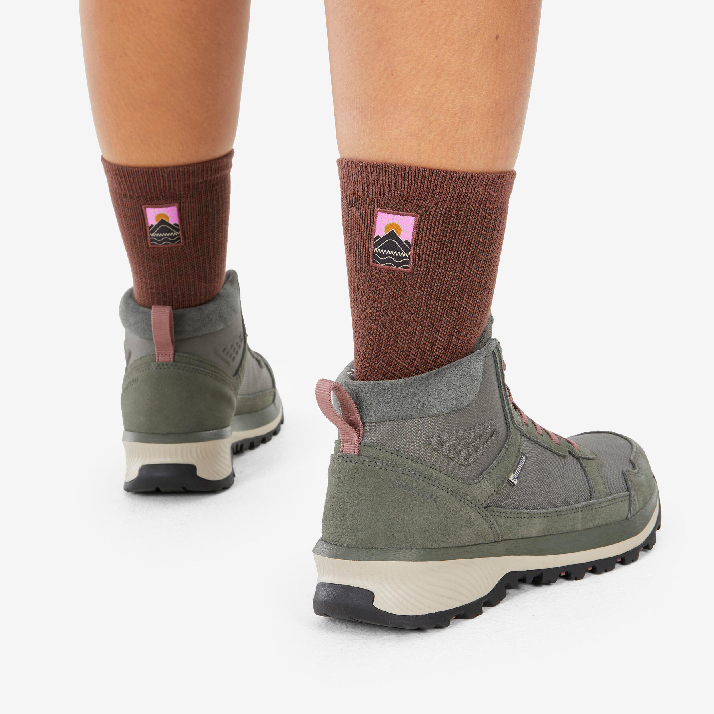 Hike 100 High Socks Limited Edition Pack of 2 Pairs - Khaki and Brown 3/11