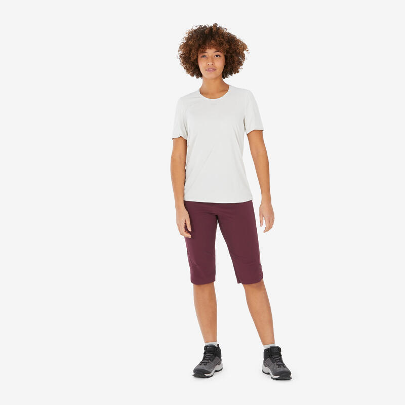 Kadın Outdoor Kısa Kollu Tişört - Bej - MH500
