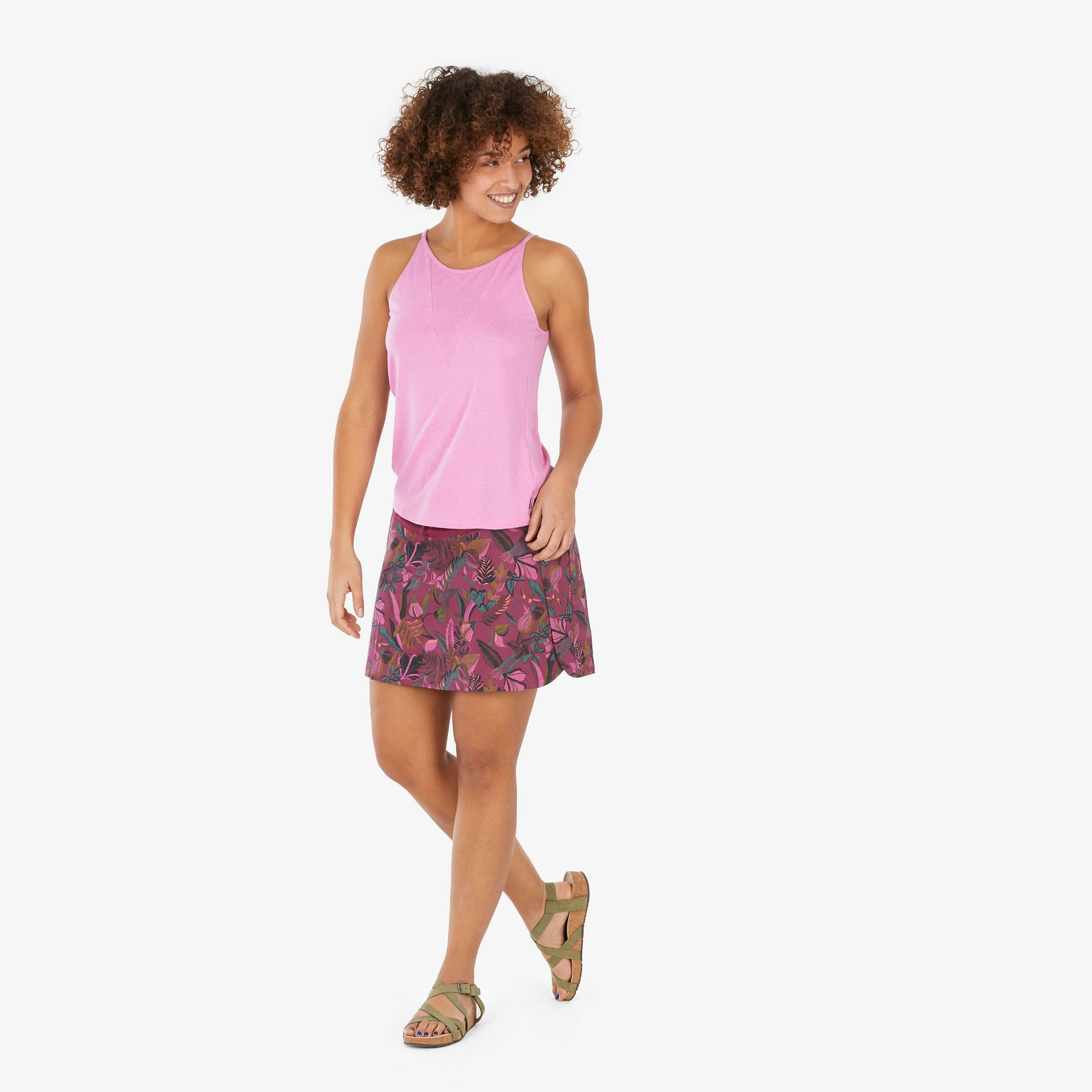 Women Pleated Skort with Pocket Cherry Purple - NH500