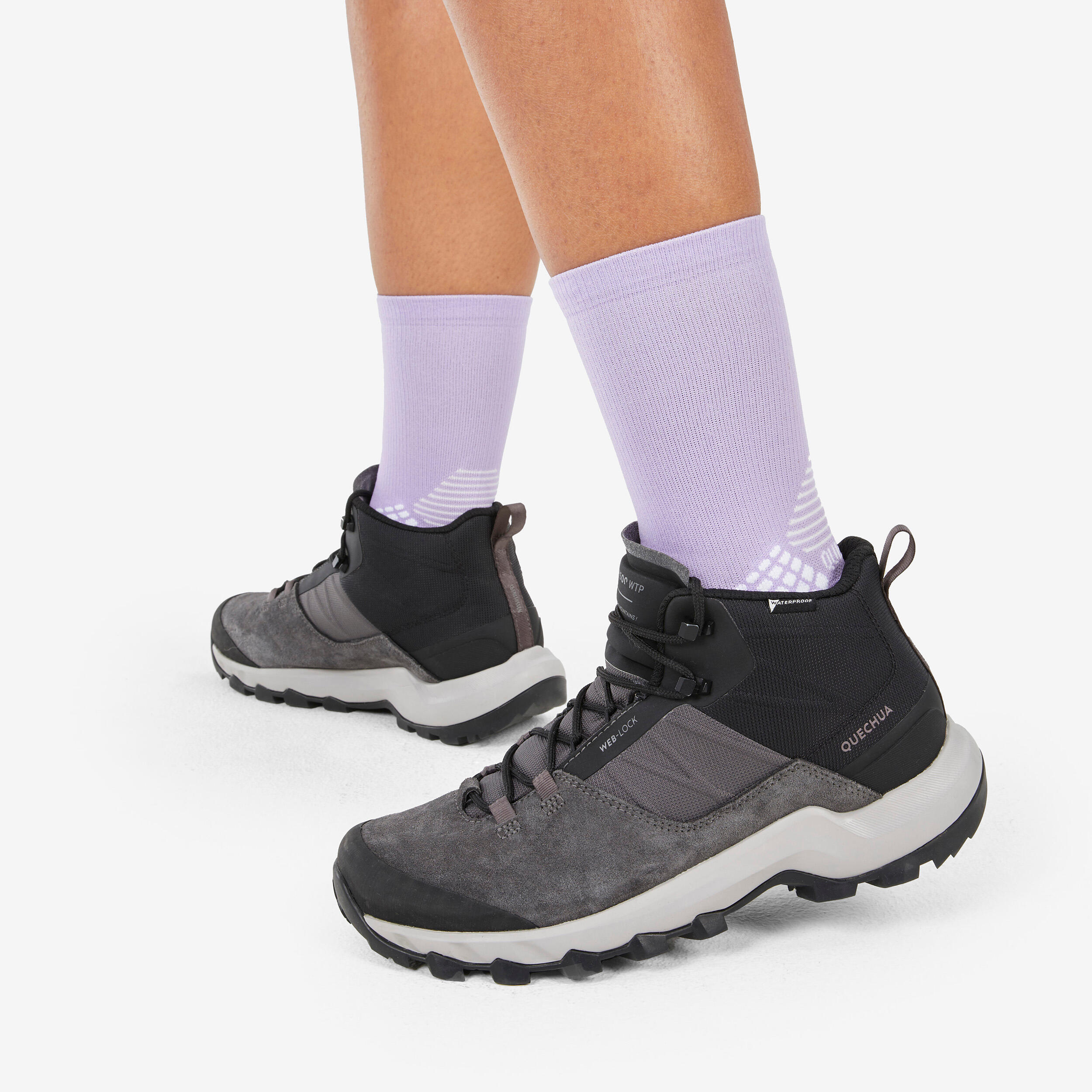 Hiking Socks Hike 500 High Trendy x2 Pairs - Purple & Kamo 3/13