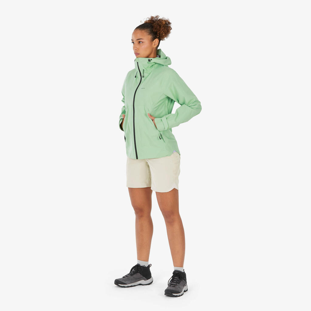 Women's Waterproof Mountain Walking Jacket - MH500 - Green Sorbet