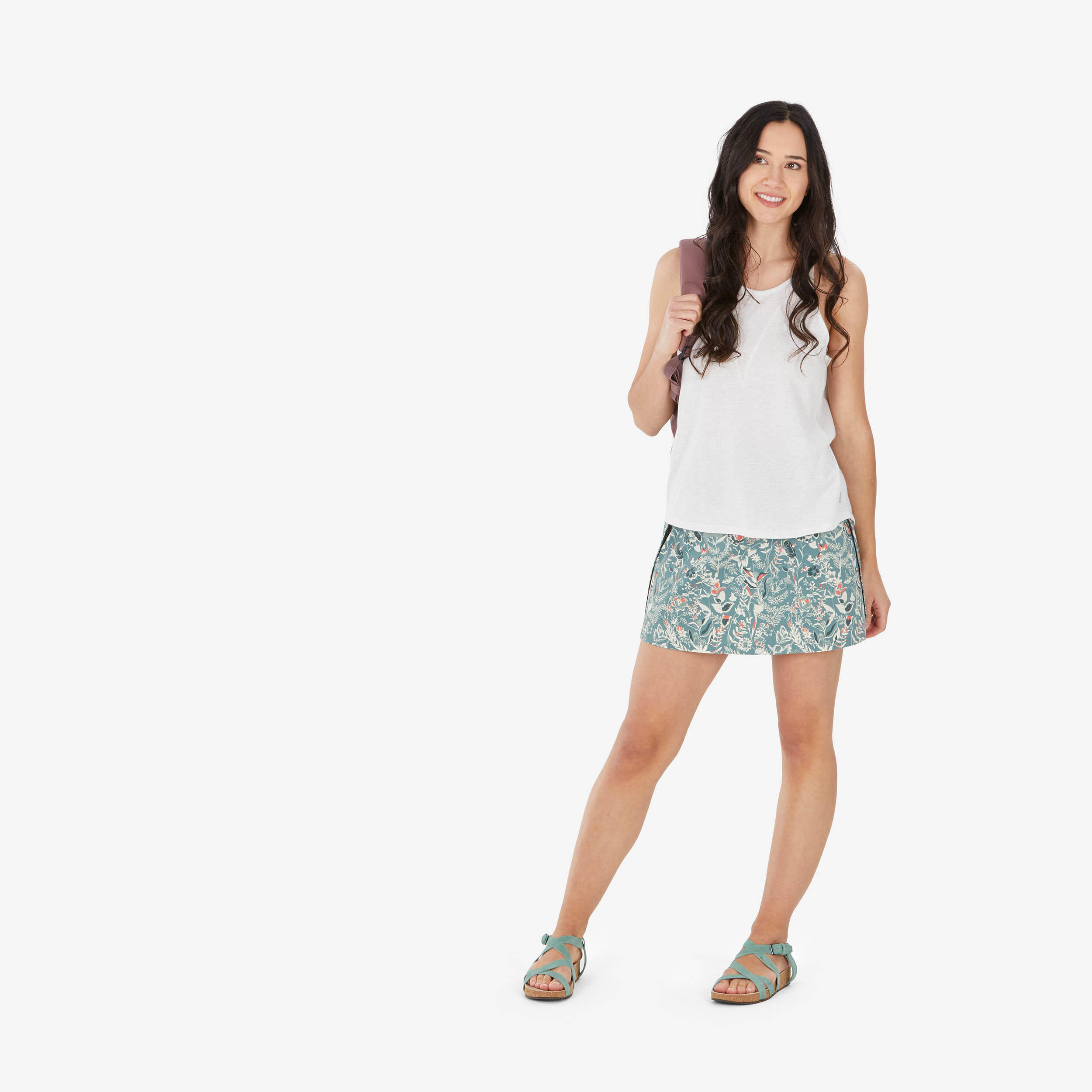 Women Pleated Skort with Pocket Light Green - NH500
