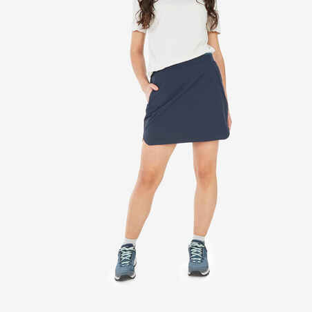 Moteriškas kalnų žygių sijonas-šortai „MH500“, tamsiai mėlyni