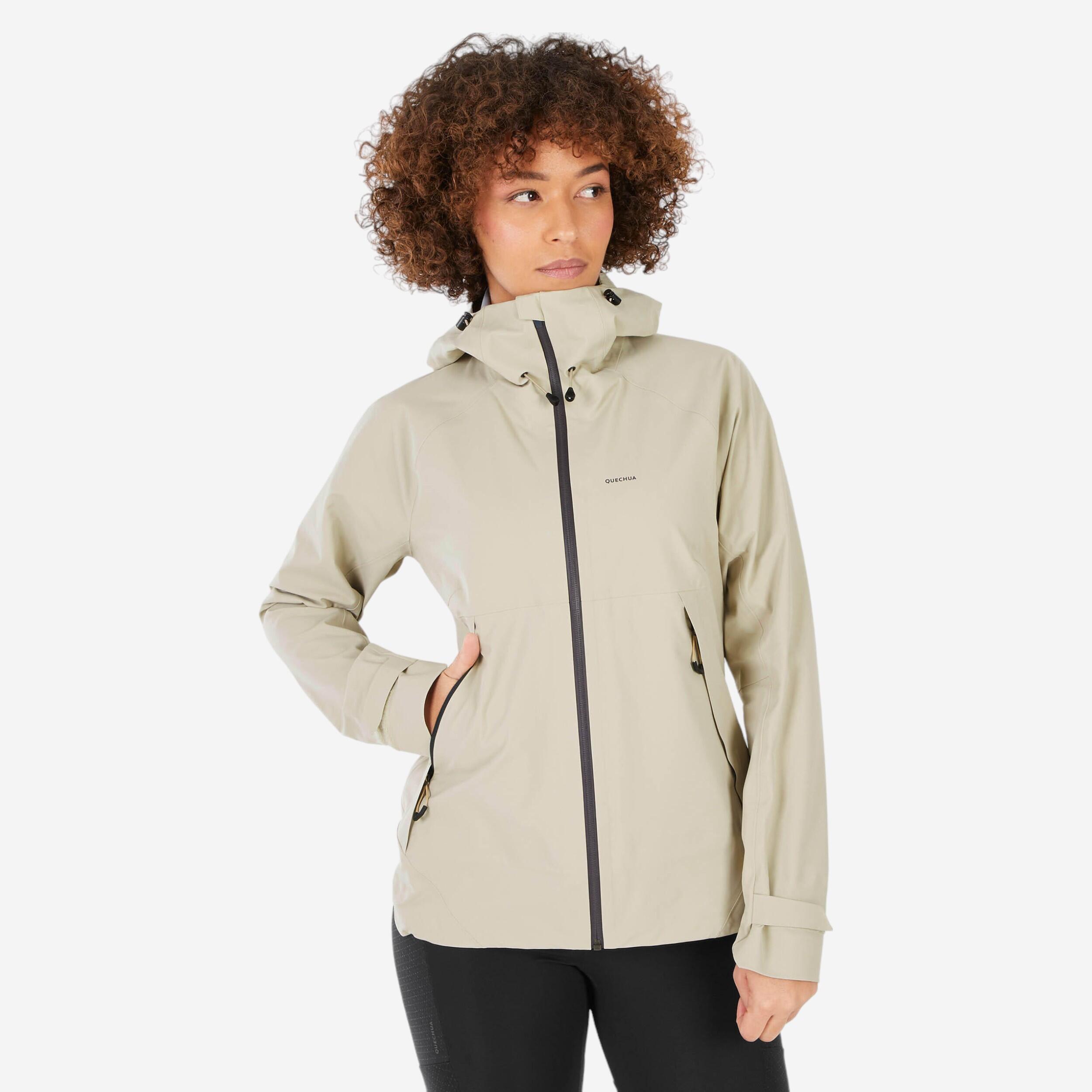 Waterproof mountain hiking jacket - MH500 beige - Ladies