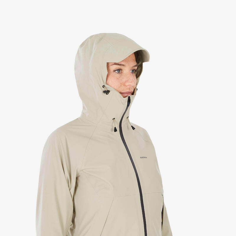 Veste imperméable de randonnée montagne - MH500 beige - Femme