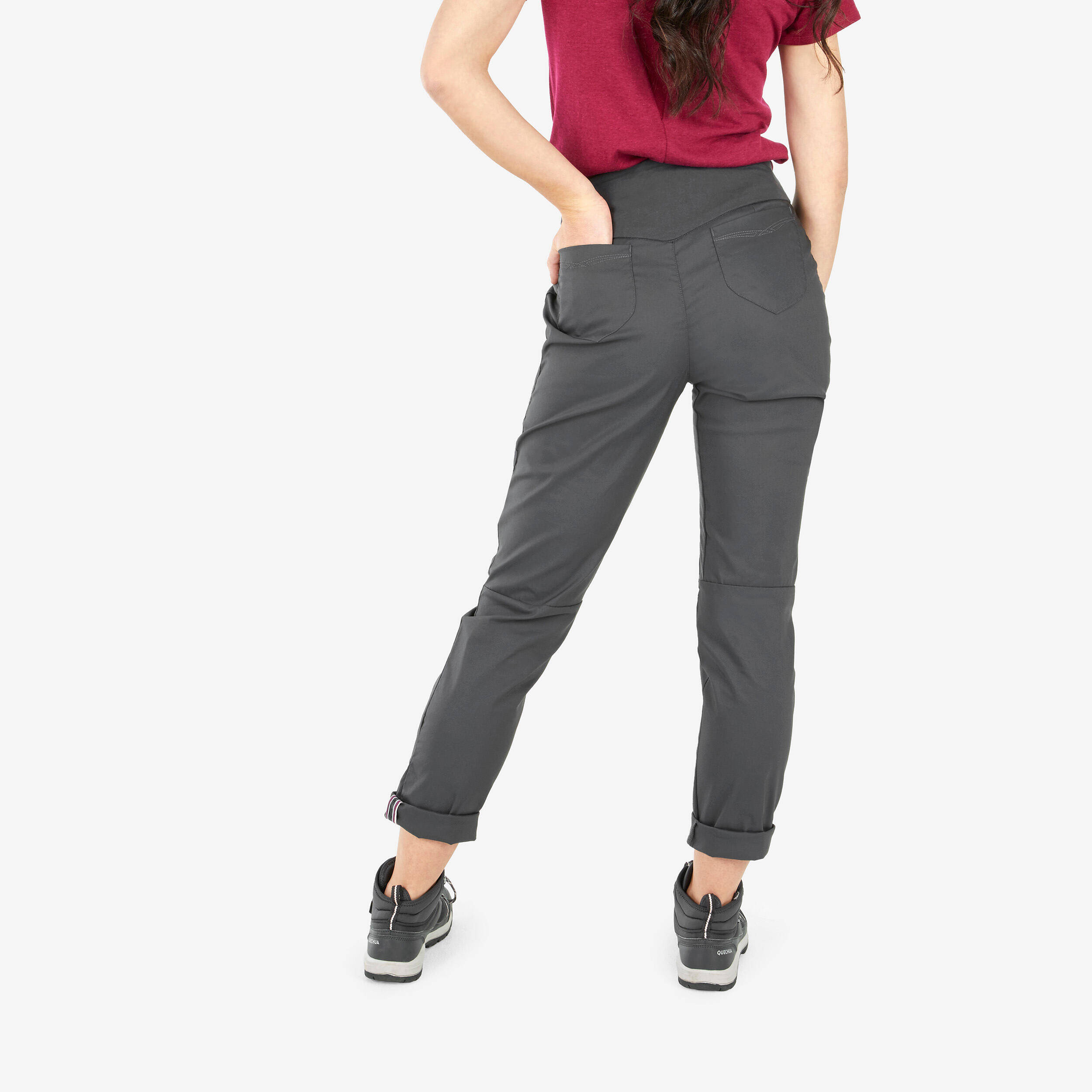 Women Regular Fit Pocketed Track Pants Dark Grey - NH500 -  4