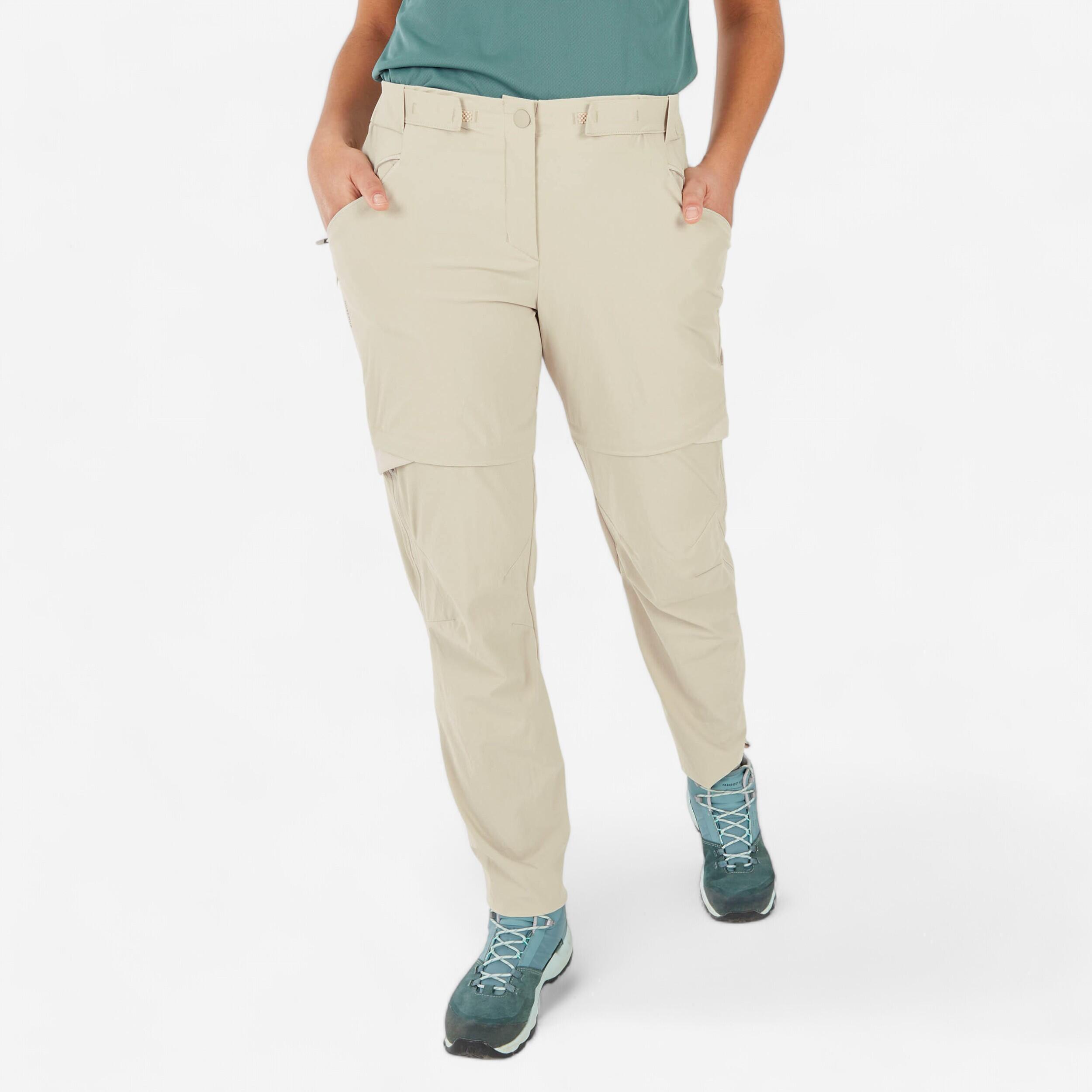 Modular mountain hiking pants - MH500 - beige- Women